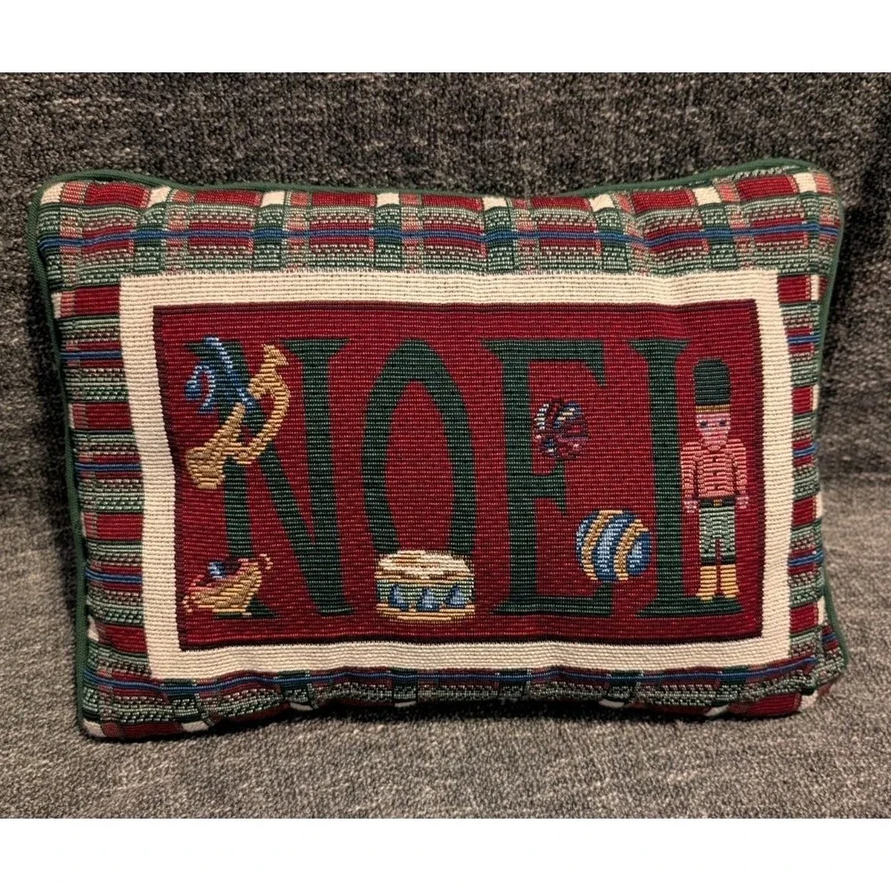 Needlepoint Holiday Noel Holiday Decorative Pillow Christmas Tapestry Pillow